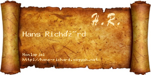 Hans Richárd névjegykártya