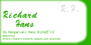 richard hans business card